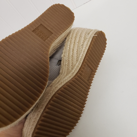 Eileen Fisher Willow Espadrille Wedge Sandals Velcro Striped Suede Straps Size 7 - Picture 5 of 7